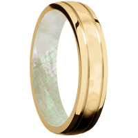 10K Yellow Gold + Rockpolish , Polish Finish + Freshwater Mother of Pearl