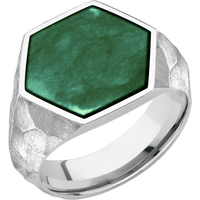 Large Hexagon signet ring (18.5x16mm) in Platinum, with a Wide style band, a Washington Green Jade inlay.