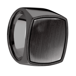 Extra Large Cushion signet ring (22x22mm) in Zirconium, with a Wide style band, a Wenge inlay.