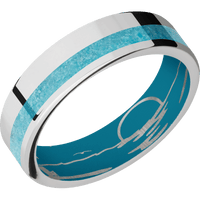 14K White Gold + Polish , Polish Finish + Sea Blue