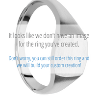 Small Cushion signet ring (10x10mm) in Cobalt Chrome, with a Thin style band, a Black Dino Bone inlay.