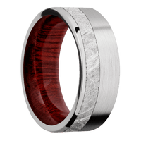 14K White Gold + Satin , Polish Finish + Blood Wood