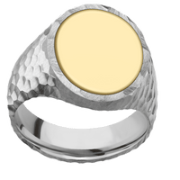 Large Oval signet ring (20x16mm) in Palladium Silver, with a Wide style band, a 14K Yellow Gold inlay.