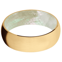 14K Yellow Gold + Satin Finish + Freshwater Mother of Pearl