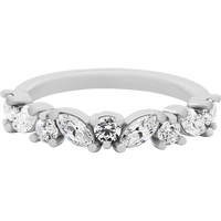 14K White Gold band with alternating 5 Round Lab Grown Diamond and 4 Marquise Lab Grown Diamond having TCW-.85
