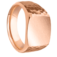 Medium Cushion signet ring (14x14mm) in 18K Rose Gold, with a Wide style band.