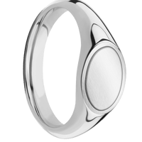 Small Horizontal Oval signet ring (12x9mm) in Cobalt Chrome, with a Wide style band, a Platinum inlay.
