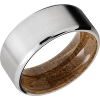 14K White Gold + Satin , Polish Finish + Whiskey Barrel