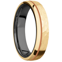 10K Yellow Gold + Hammer , Polish Finish + Zirconium