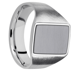 Medium Rectangle signet ring (16x11.5mm) in Palladium Silver, with a Wide style band, a Tantalum inlay.