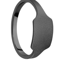 Small Horizontal Rectangle signet ring (12x9mm) in Zirconium, with a Cigar style band.