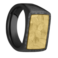 Large Horizontal Rectangle signet ring (20x14.5mm) in Zirconium, with a Wide style band, a 14K Yellow Gold inlay.