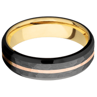 Zirconium + Hammer , Polish Finish + 14K Yellow Gold