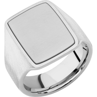 Large Rectangle signet ring (20x14.5mm) in Palladium Silver, with a Wide style band, a Platinum inlay.