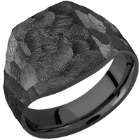 Medium Rectangle signet ring (16x11.5mm) in Zirconium, with a Wide style band.