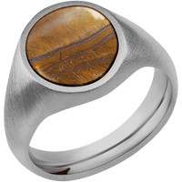 Medium Oval signet ring (16x13mm) in Titanium, with a Wide style band, a Tigers Eye inlay.