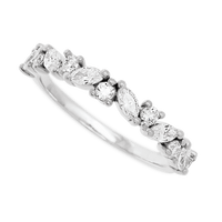 14K White Gold band with 7 Round and 6 Marquise Lab Grown Diamond having TCW-.81
