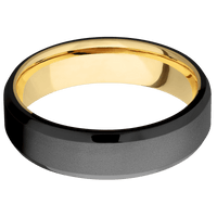 Zirconium + Bead , Polish Finish + 18K Yellow Gold