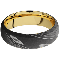 Damascus + Acid Finish + 14K Yellow Gold