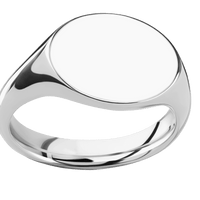 Medium Horizontal Oval signet ring (16x13mm) in Cobalt Chrome, with a Thin style band.