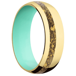 14K Yellow Gold + Polish , Polish Finish + Robins Egg Blue