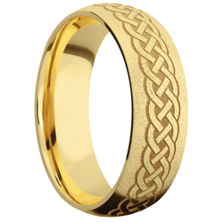 14K Yellow Gold + Stone Finish