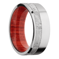 14K White Gold + Bead , Polish Finish + Red Heart