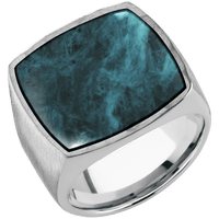 Extra Large Cushion signet ring (22x22mm) in Cobalt Chrome, with a Wide style band, a Washington Blue Jade inlay.