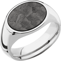 Medium Horizontal Oval signet ring (16x13mm) in Cobalt Chrome, with a Wide style band, a Tantalum Noir inlay.