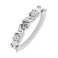 14K White Gold band with alternating 5 Round Lab Grown Diamond and 4 Marquise Lab Grown Diamond having TCW-.85