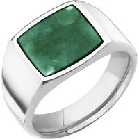 Medium Cushion signet ring (14x14mm) in Palladium Silver, with a Wide style band, a Washington Green Jade inlay.