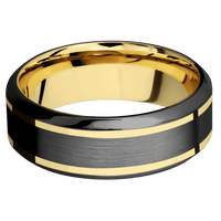 Zirconium + Satin , Polish Finish + 10K Yellow Gold