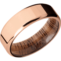 14K Rose Gold + Polish , Polish Finish + Koa
