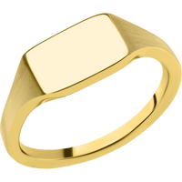 Small Horizontal Rectangle signet ring (12x9mm) in 14K Yellow Gold, with a Thin style band.
