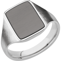 Medium Rectangle signet ring (16x11.5mm) in Palladium Silver, with a Thin style band, a Tantalum Noir inlay.