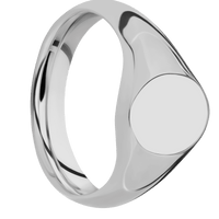 Small Oval signet ring (12x9mm) in Titanium, with a Wide style band.