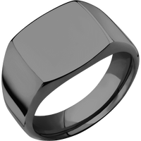 Medium Cushion signet ring (14x14mm) in Zirconium, with a Wide style band.