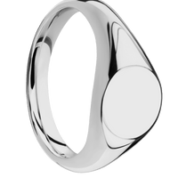 Small Circle signet ring (10mm) in Titanium, with a Wide style band.