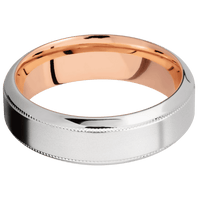 Platinum + Bead , Polish Finish + 14K Rose Gold