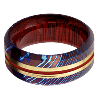 Titanium Damascus + Polish , Polish Finish + Blood Wood