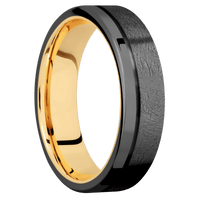 Zirconium + Distressed , Polish Finish + 14K Yellow Gold