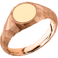 Small Circle signet ring (10mm) in 14K Rose Gold, with a Wide style band, a 14K Yellow Gold inlay.