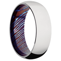 14K White Gold + Polish Finish + Titanium Damascus