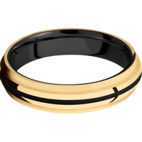 14K Yellow Gold + Polish , Satin Finish + Zirconium