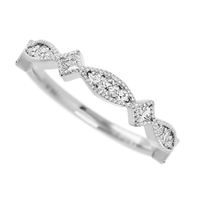 14K White Gold band with 7 Round, 6 Round and 4 Princess Lab Grown Diamond having TCW-.51