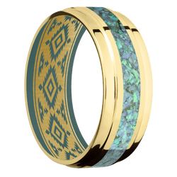 14K Yellow Gold + Polish , Polish Finish + Northern Lights