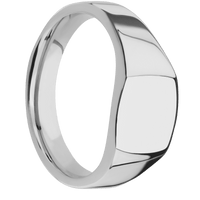 Small Cushion signet ring (10x10mm) in Titanium, with a Wide style band.