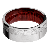 14K White Gold + Satin , Polish Finish + Blood Wood