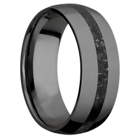 8mm wide Domed Black Titanium Ring with Polish Finish / One 2mm Centered Black Onyx Inlay