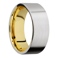 8mm wide Flat Platinum Ring with Satin Finish / 10k Yellow Gold Sleeve
